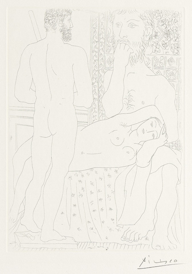 Sculpteur, Modèle couché et Sculpture. by Pablo Picasso