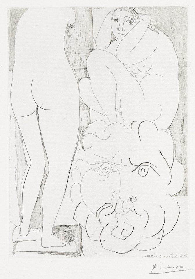 Modèle accroupi, Sculpture de Dos et Tête barbue. by Pablo Picasso