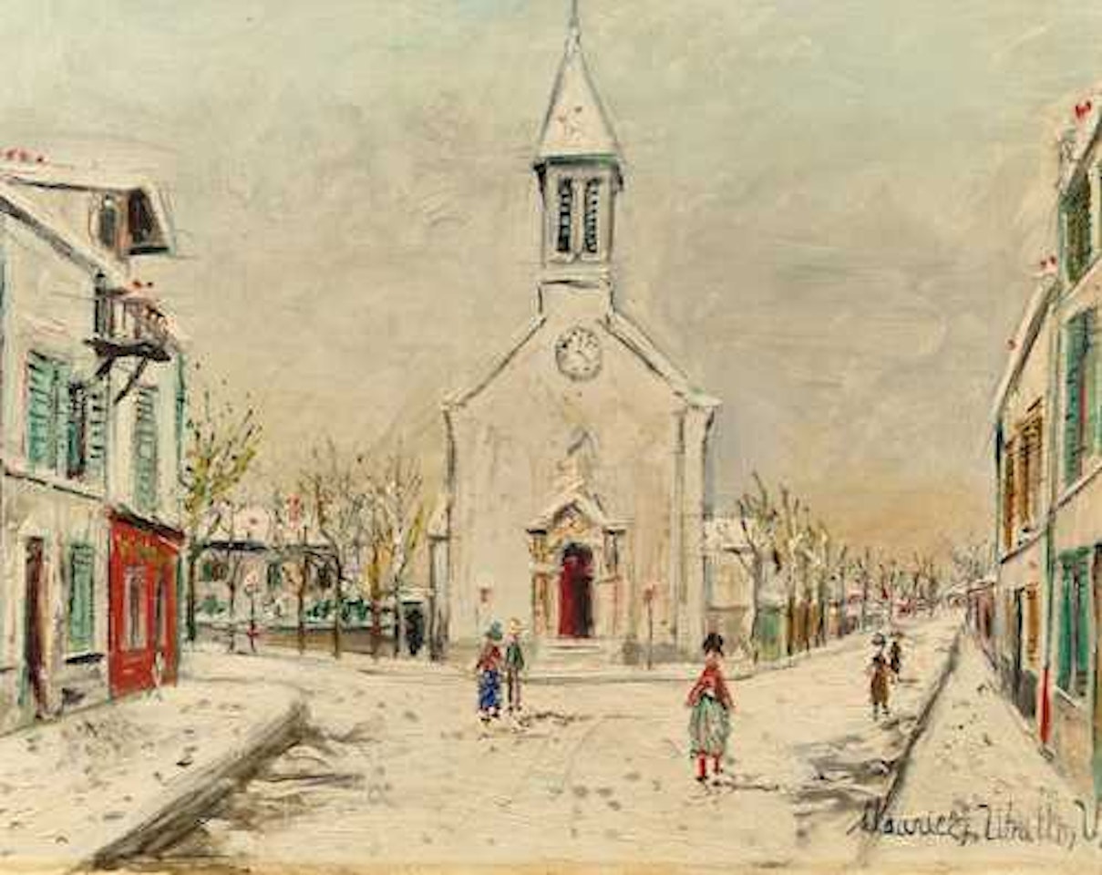 Église de Villetaneuse sous la neige by Maurice Utrillo