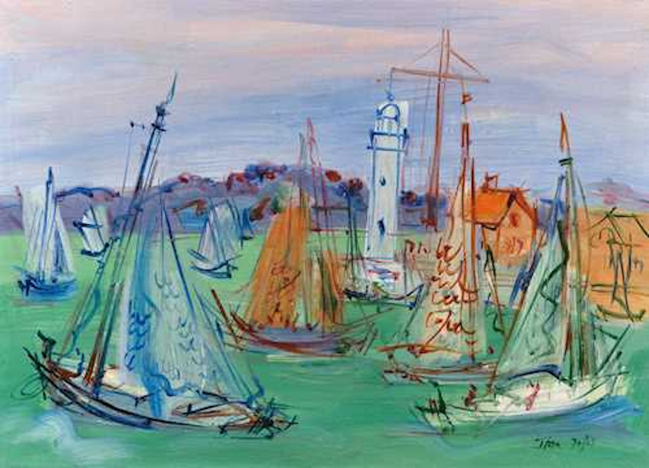 Honfleur, le phare de la jetée de l"Est by Jean Dufy