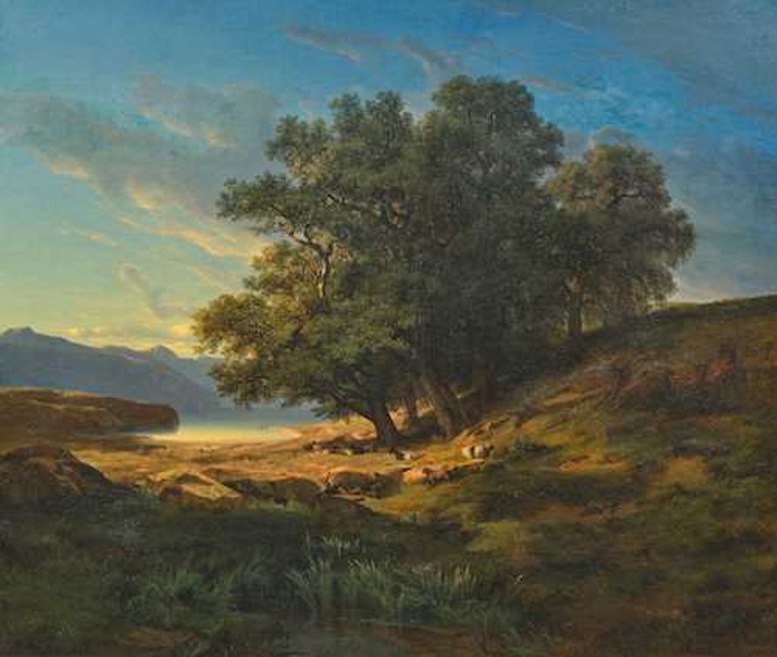 Chênes, lac de Thoune by Alexandre Calame