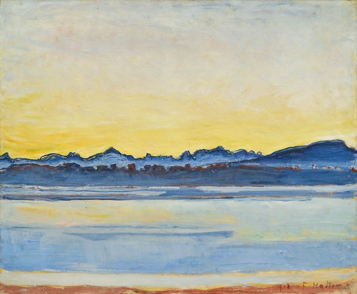 Lake Geneva with Mont-Blanc in the early morning hours by Ferdinand Hodler