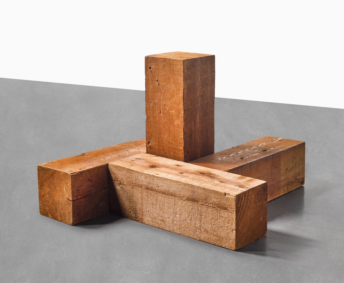 The Way North, South and West (Uncarved Blocks); western red cedar by Carl Andre