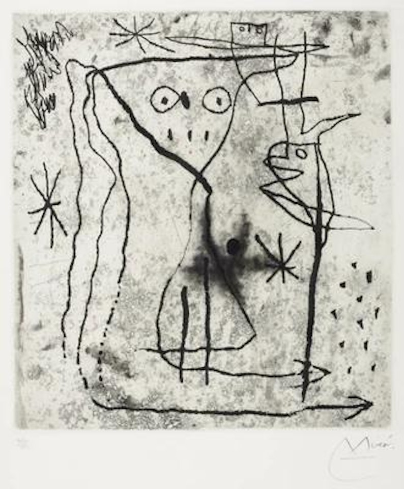 Jeune fille aux deux oiseaux by Joan Miró