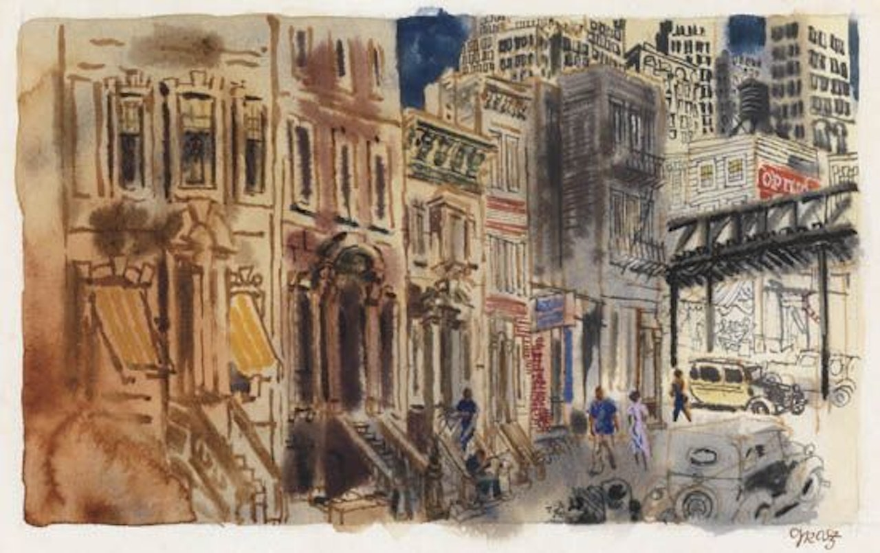 Brownstone houses, New York by George Grosz