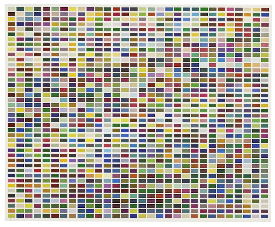 Farbfelder. 6 Anordnungen von 1260 Farben f (Blau-Rot-Gelb) by Gerhard Richter