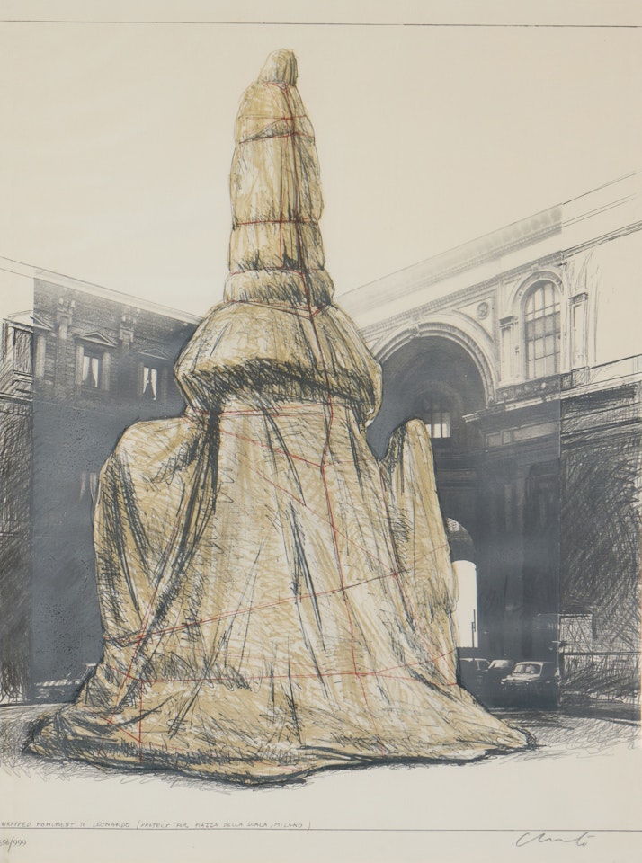 Wrapped Monument to Leonardo, Project for the Piazza della Scala, Milan (Schellmann 41) by Christo