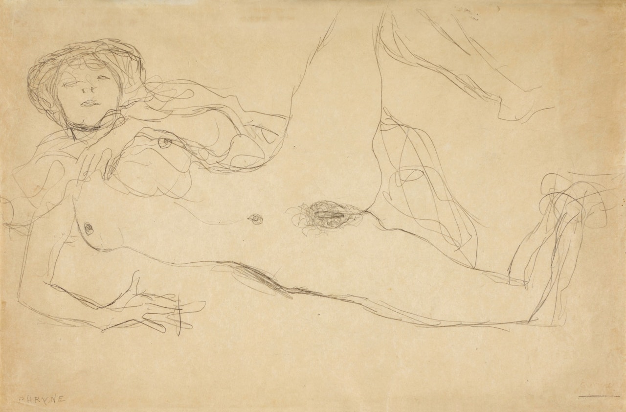 Halbakt Mit Gespreizten Beinen (Half of a Nude with Legs Spread) by Gustav Klimt