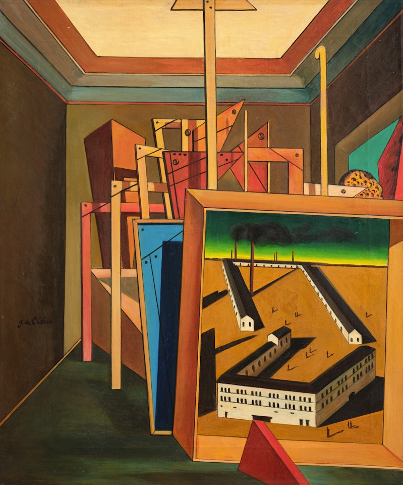 Interno metafisico con officina by Giorgio de Chirico