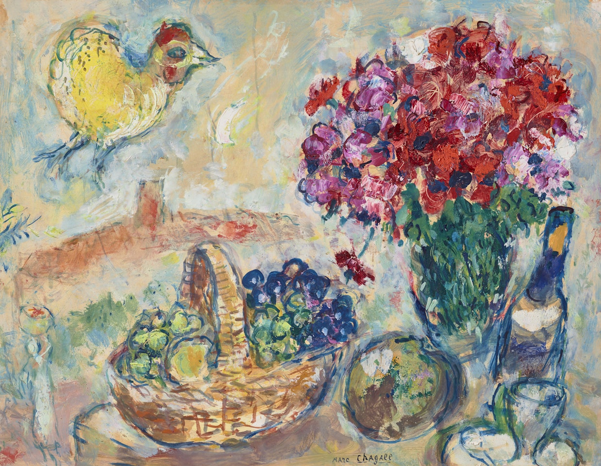 Nature morte et fleurs devant St-Paul de Vence by Marc Chagall