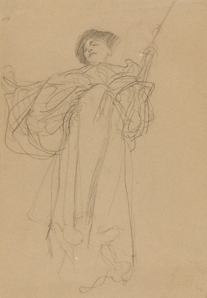 Studie zu "Gerechtigkeit" in der Ölskizze für die "Jurisprudenz" (recto); Alter Mann im Profil, Studie im Zusammenhang mit der Ölskizze zu "Medizin" (verso) by Gustav Klimt