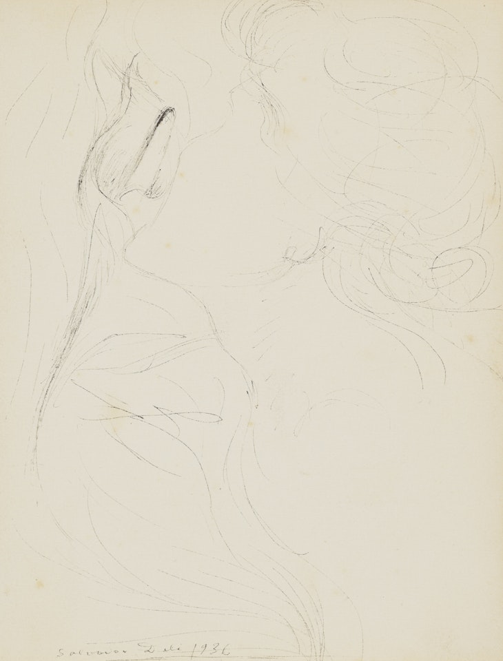 Femme humant une fleur d"arum symbole de l"amour by Salvador Dali