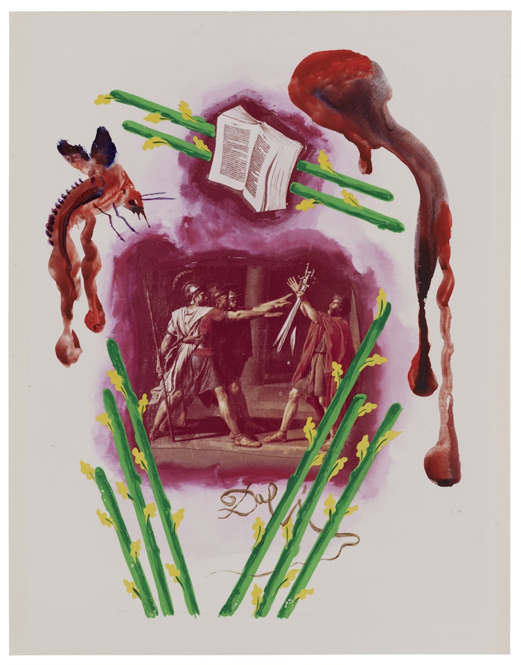 Huit (8) de baton, arcane mineur, projet pour le jeu de carte "Le Tarot Universel de Salvador Dalí" by Salvador Dali