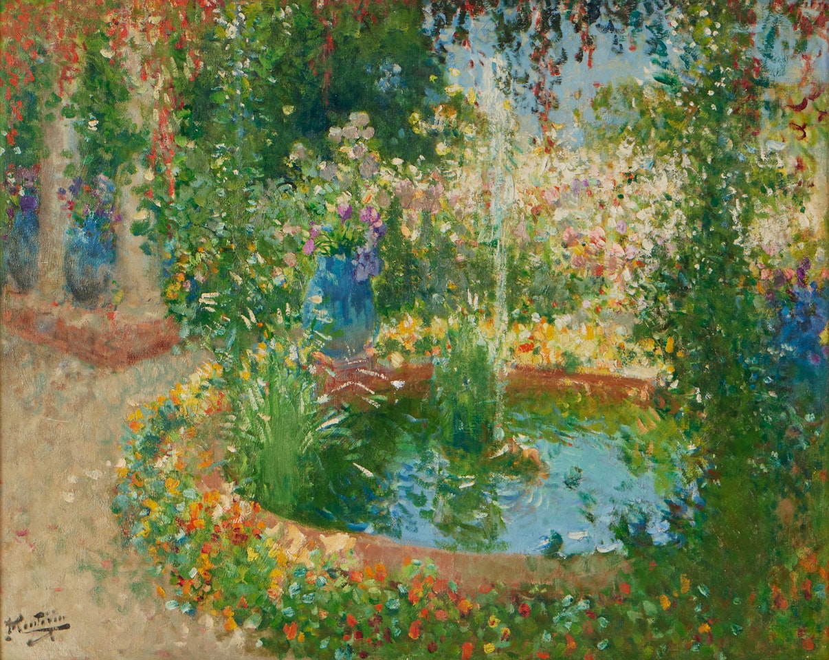 La Fontaine du jardin fleuri by Pierre Eugène Montezin