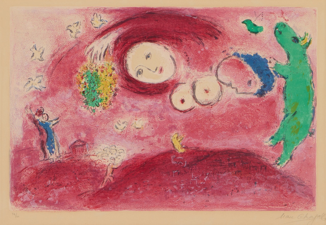 Springtime in the Meadow, from Daphnis and Chloe (Mourlot 314; see Cramer bks. 46) by Marc Chagall
