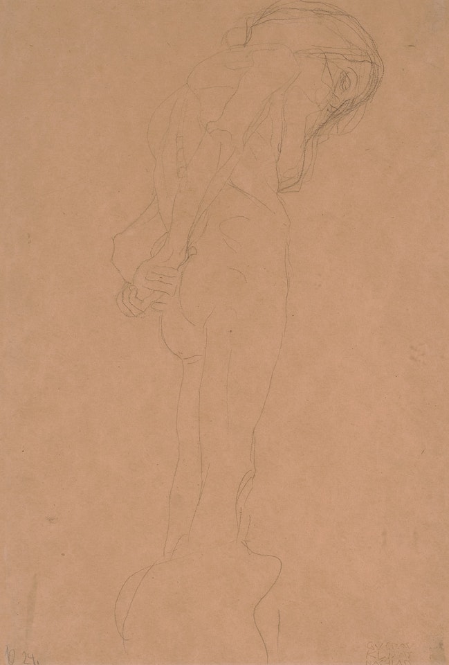Gebeugter nackter Greis nach rechts (Naked Old Man Bent Over to the Right) by Gustav Klimt
