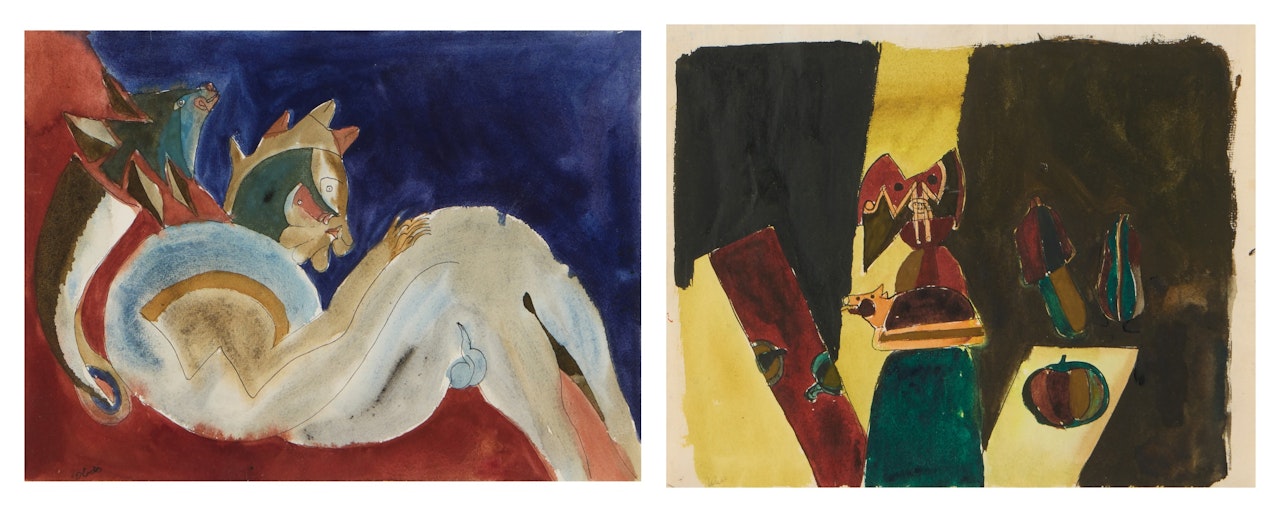 Hombre y pescado & Dama con cochino y sandías: Two Works i. Hombre y pescado; Dama con cochino y sandías by Francisco Toledo
