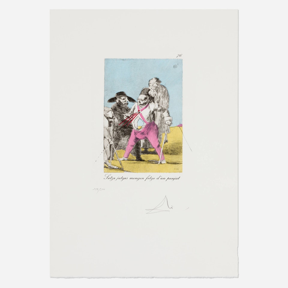 Setze jutges mengen fetge d"un penjat (from the Les Caprices de Goya de Dalí portfolio) by Salvador Dali