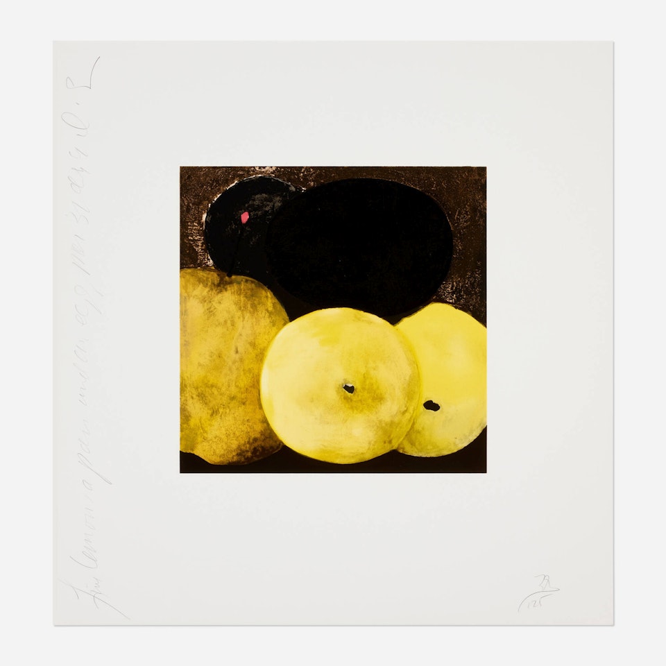 Five Lemons, a Pear, and an Egg (from the Fruits and Flowers III series) by Donald Sultan