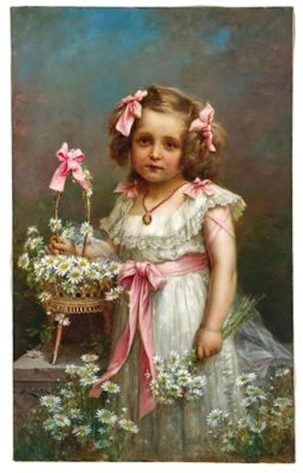 Mädchen mit einem Korb voller Margeriten (Bildnis Edith (Ditherl)) by Hans Zatzka