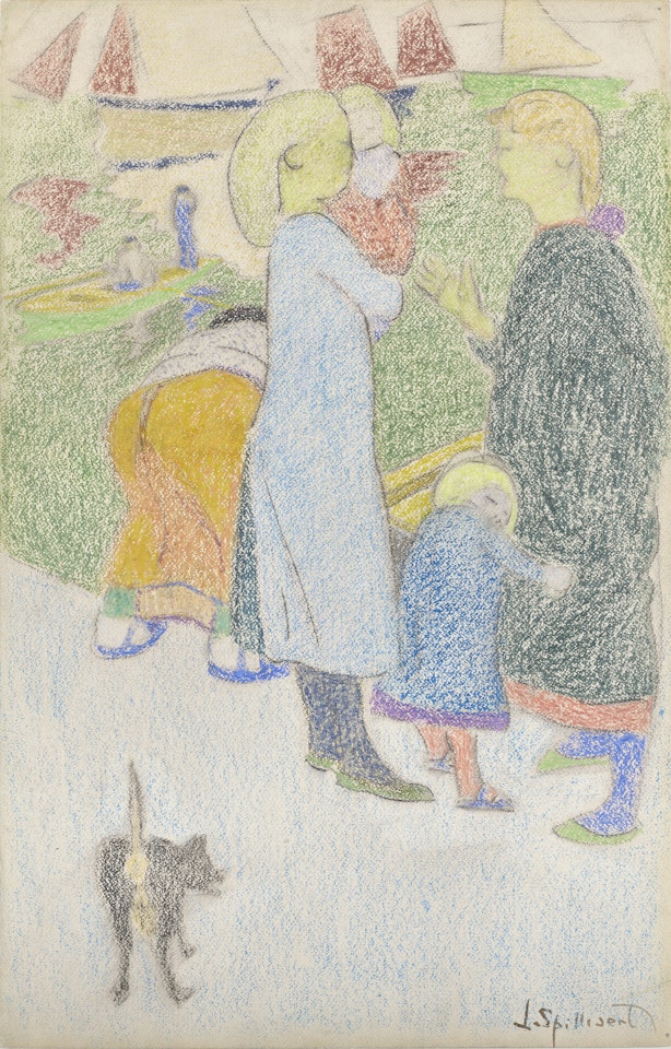 Mères et enfants sur le quai du port d"Ostende by Léon Spilliaert