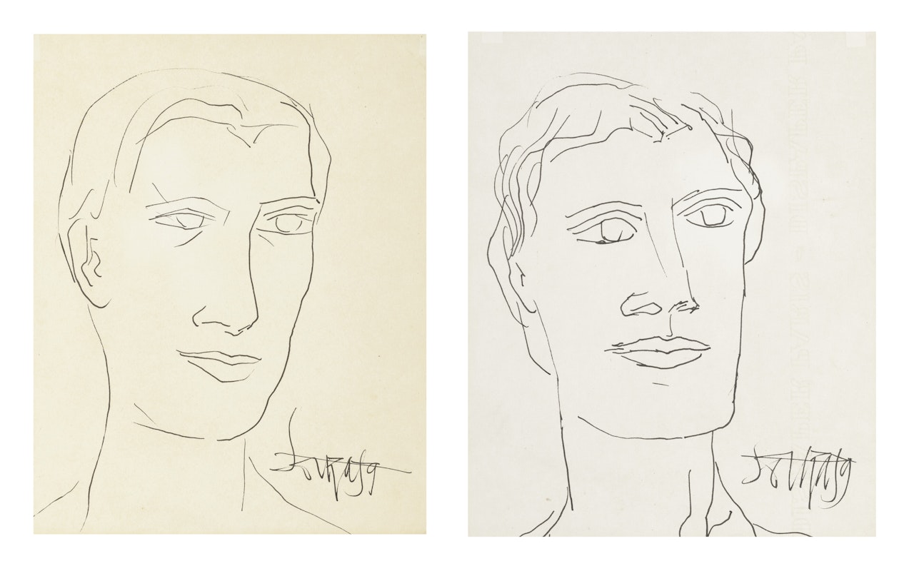 Untitled (Portraits of Deben Bhattacharya) by Francis Newton Souza