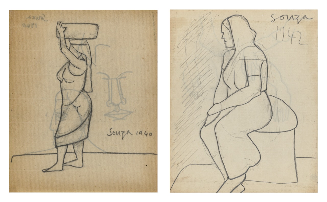 Untitled (Laborer; Seated Woman) by Francis Newton Souza
