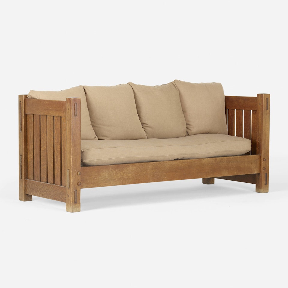 Knock-down settle, model 210 by Gustav Stickley