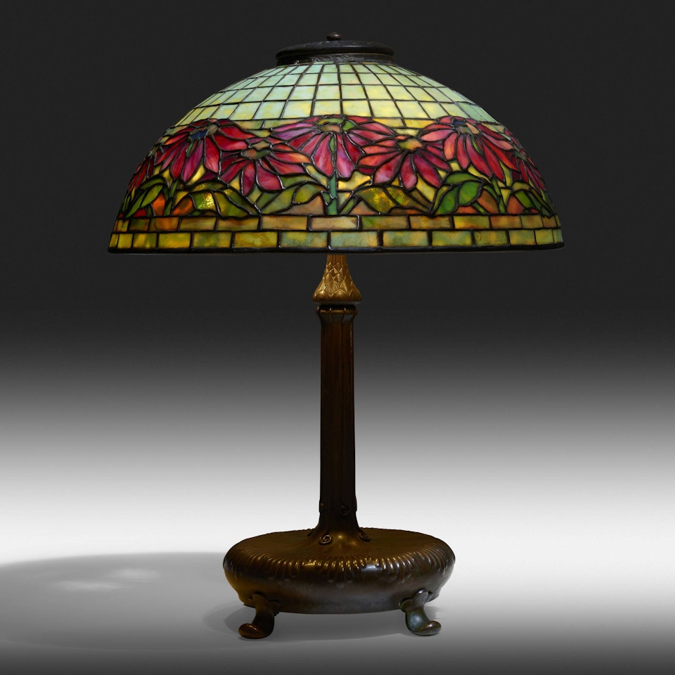 Poinsettia table lamp by Tiffany Studios