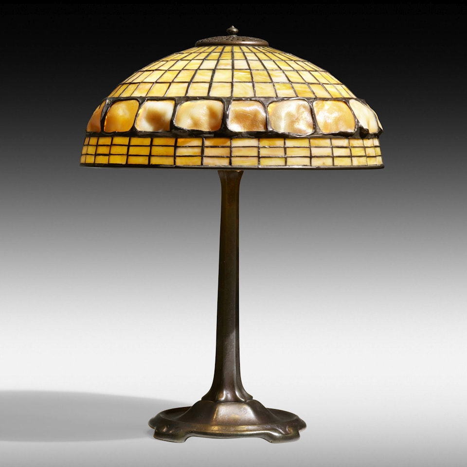 Turtleback tile table lamp by Tiffany Studios