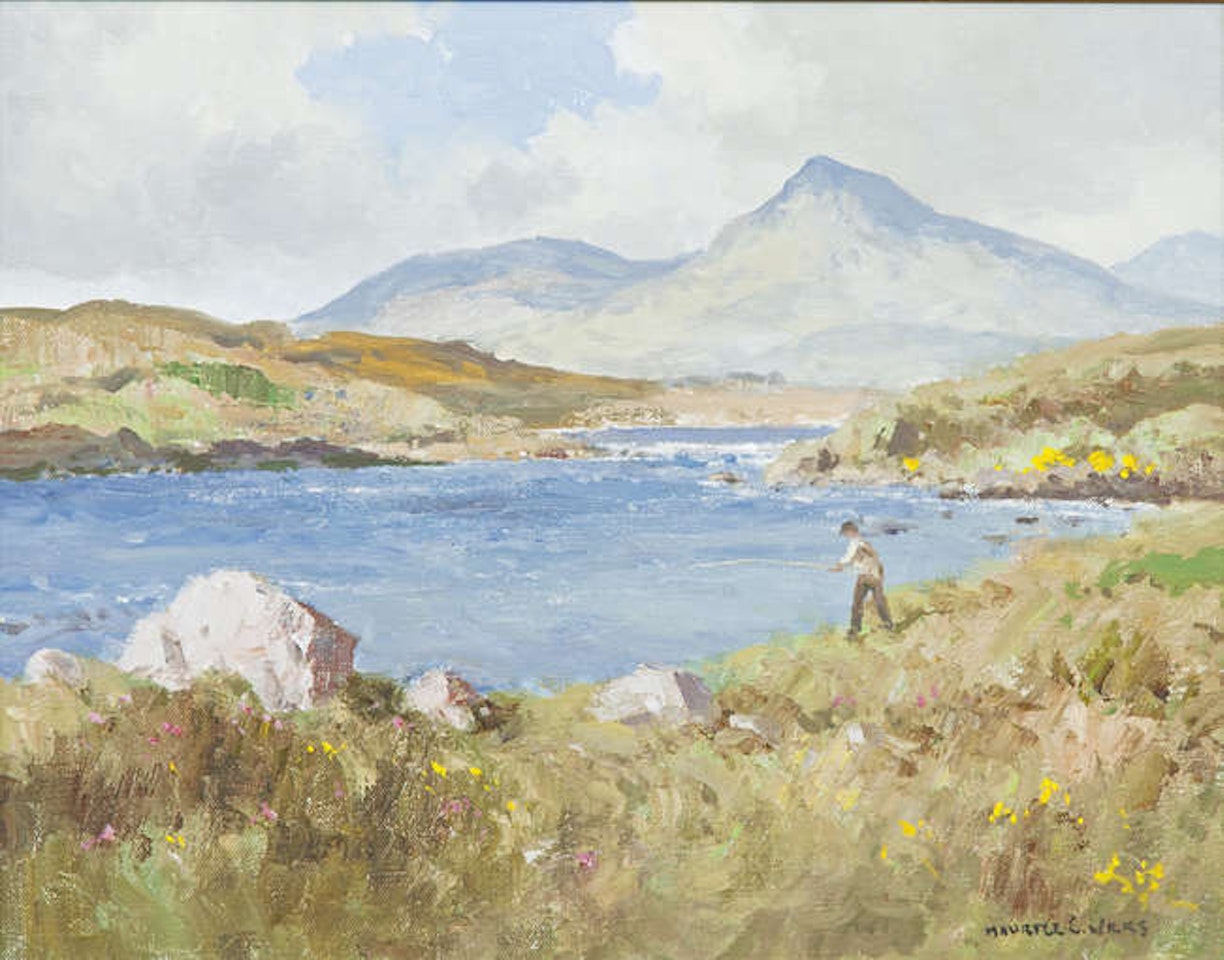 On the Ballinahinch River, Connemara Co. Galway by Maurice Canning Wilks