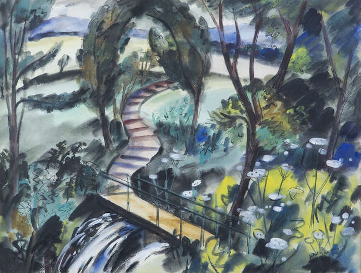Garden Landscape with Bridge by Norah McGuinness