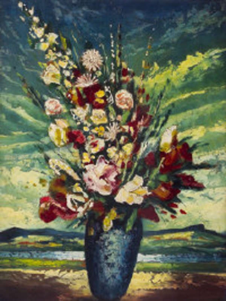 Flowers in a blue vase by Daniel O'Neill