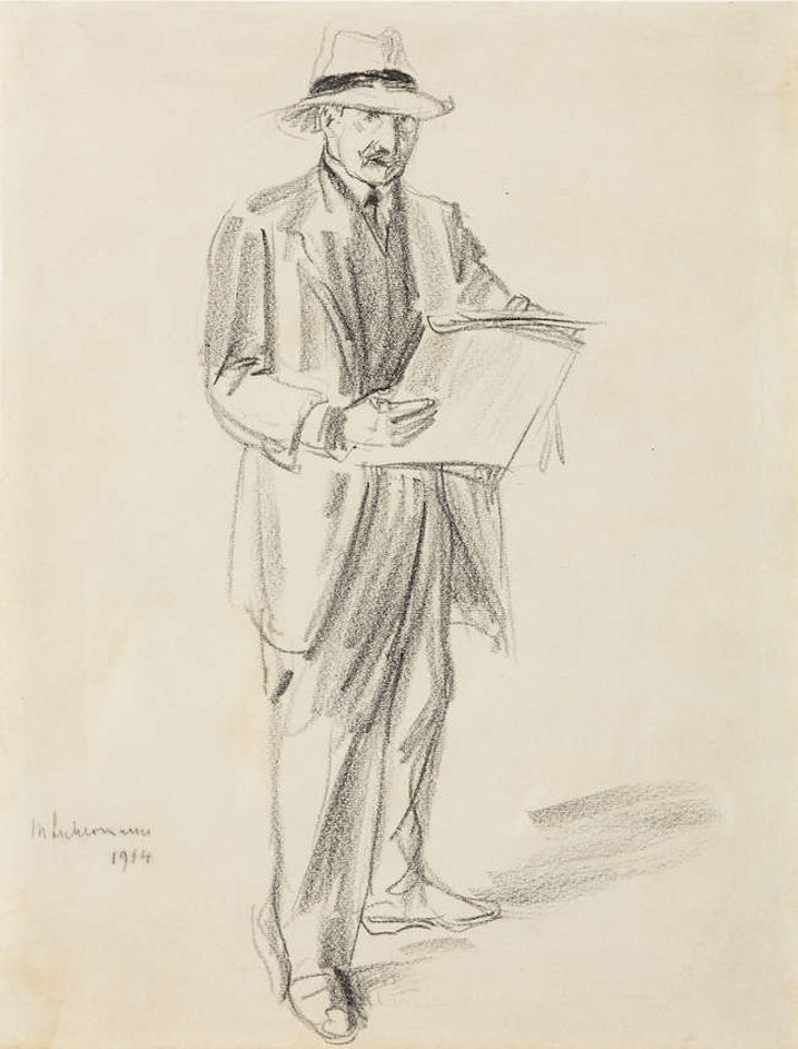 Self-Portrait, Sketching by Max Liebermann