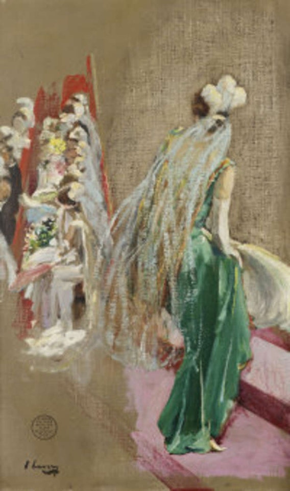 Debutante in Green (Study for Their Majesties Court, Buckingham Palace by John Lavery