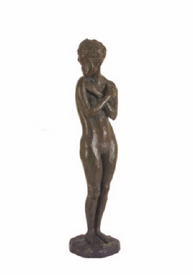 Standing female nude with arms by French School