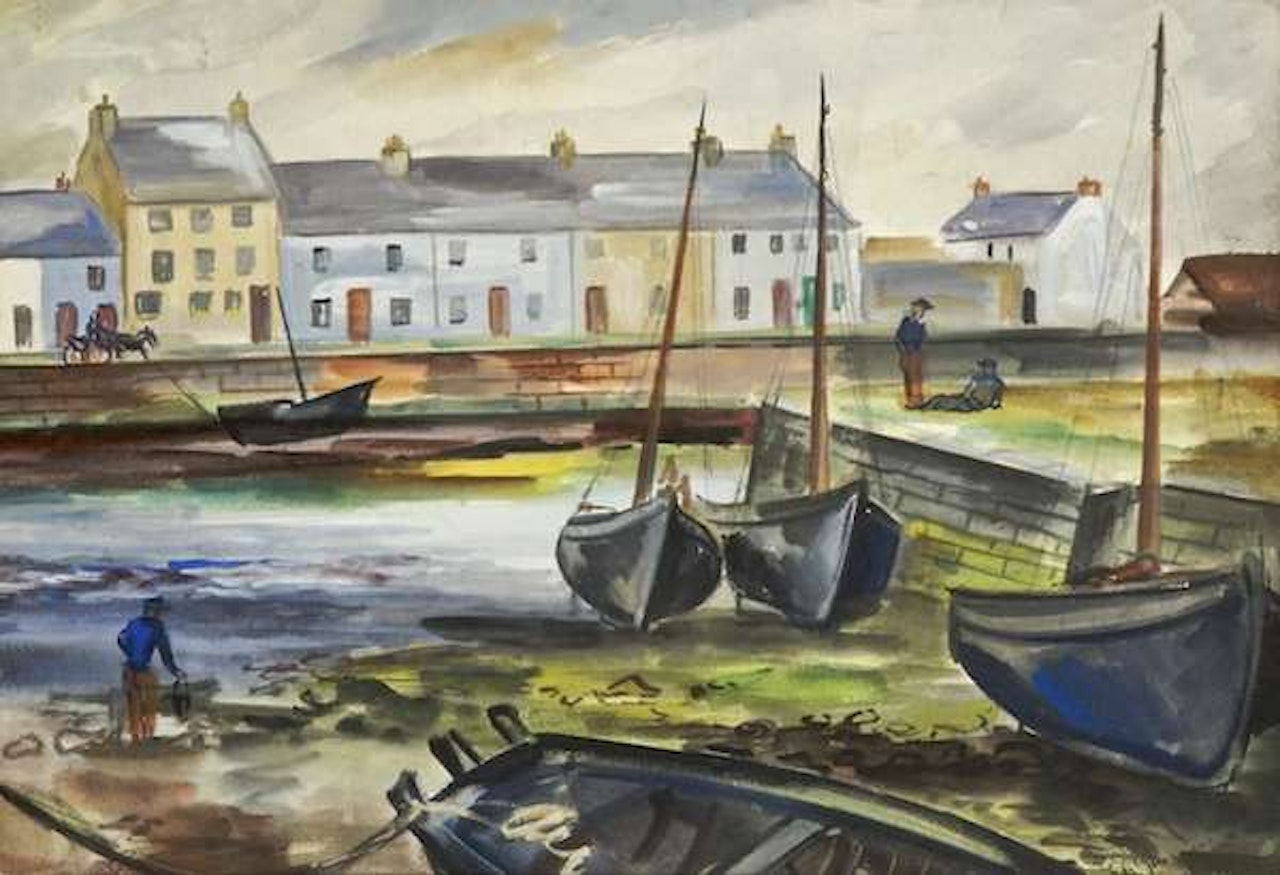 Fishing Boats in Village by Norah McGuinness