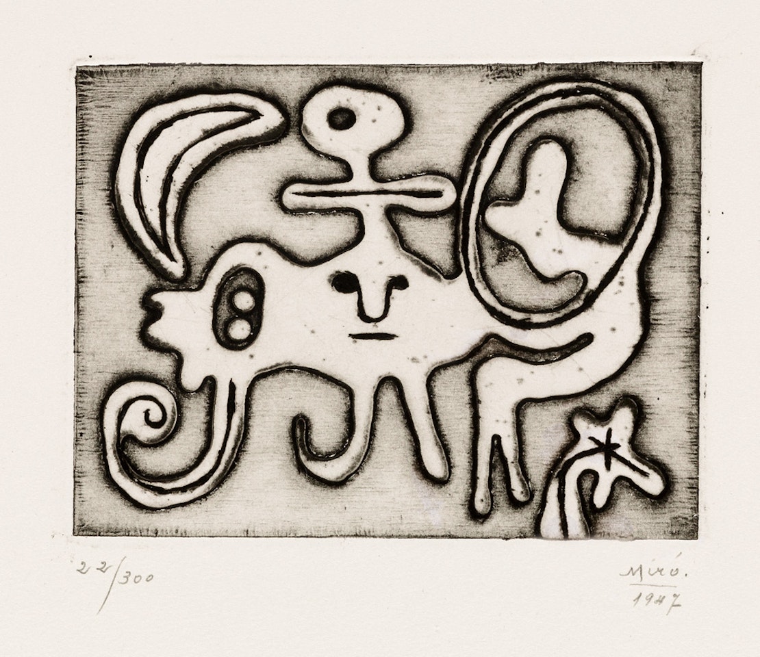 Femme et Oiseau devant la Lune by Joan Miró