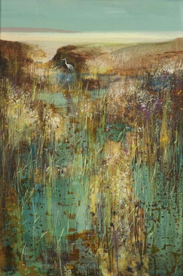 Marshland with Heron by Kenneth Webb