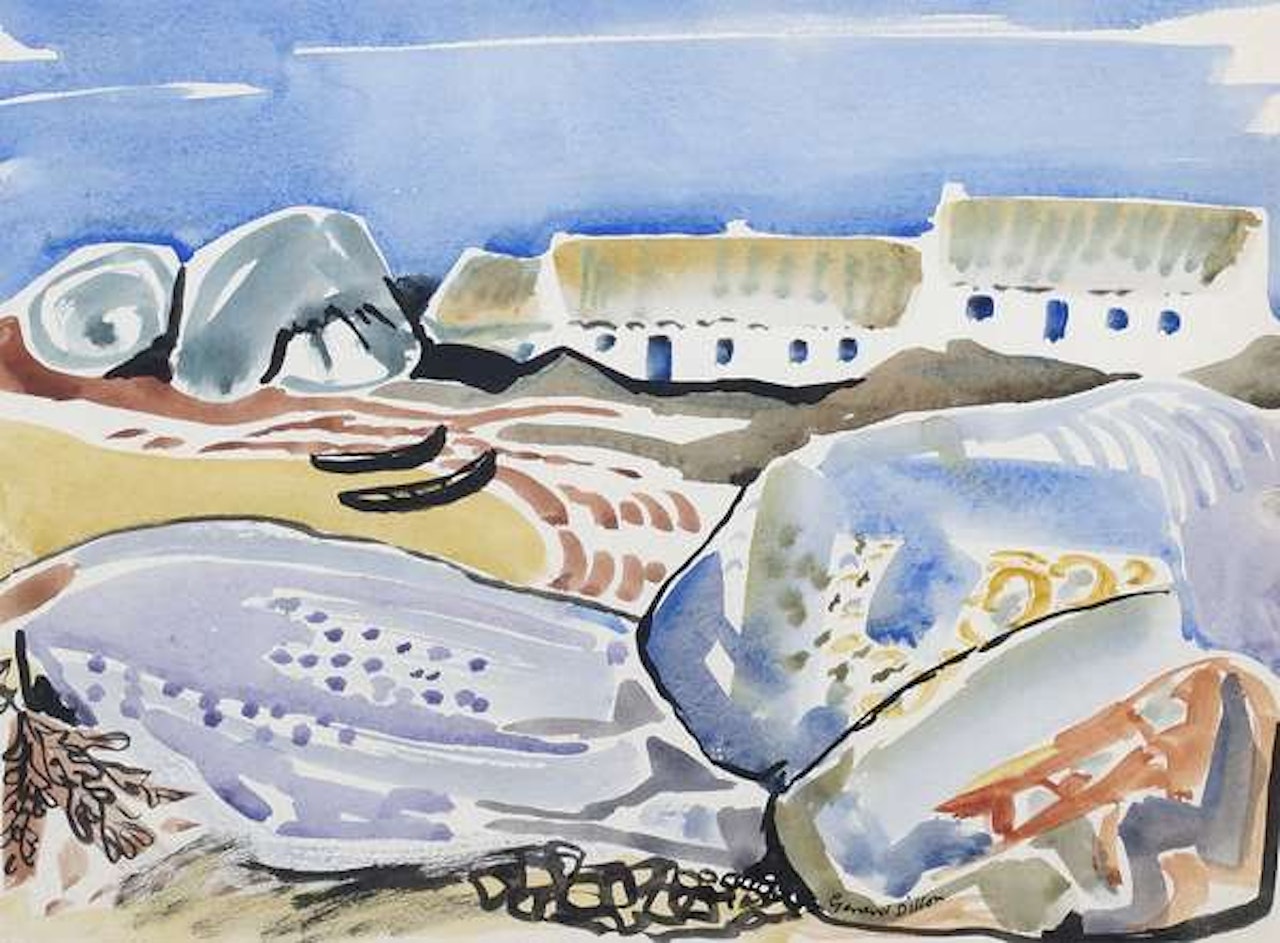 Cottages and Boulders by Gerard Dillon