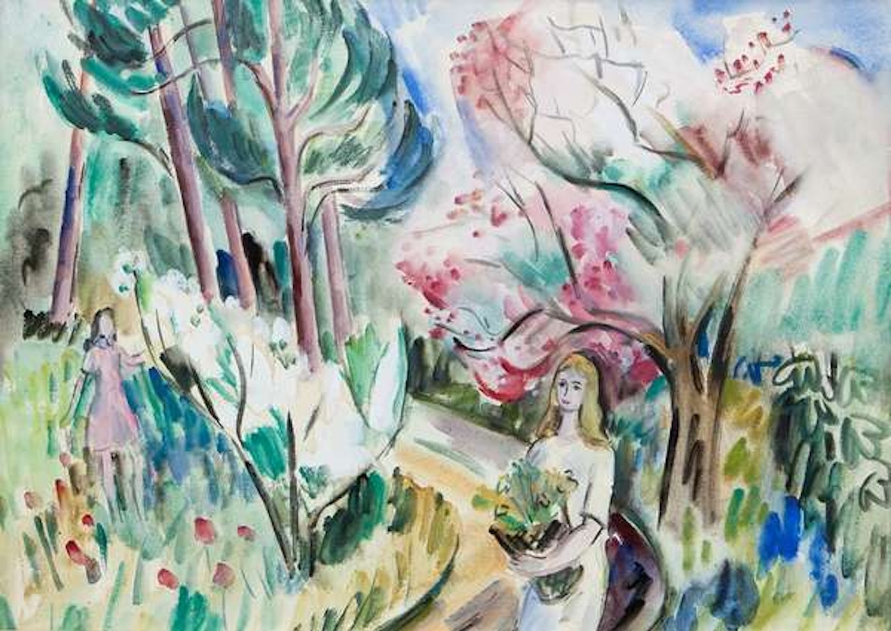 Girls in the Garden, Early Summer (aka Pink Trees) by Norah McGuinness