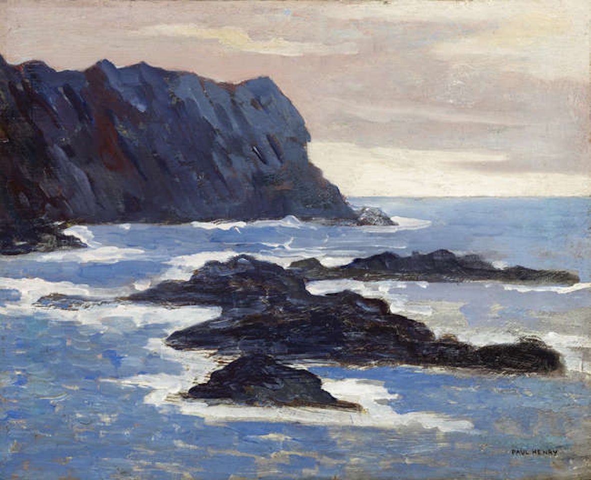 Menawn Cliffs and Dooega Head, Achill, and West of Ireland Landscape with Trees by Paul Henry