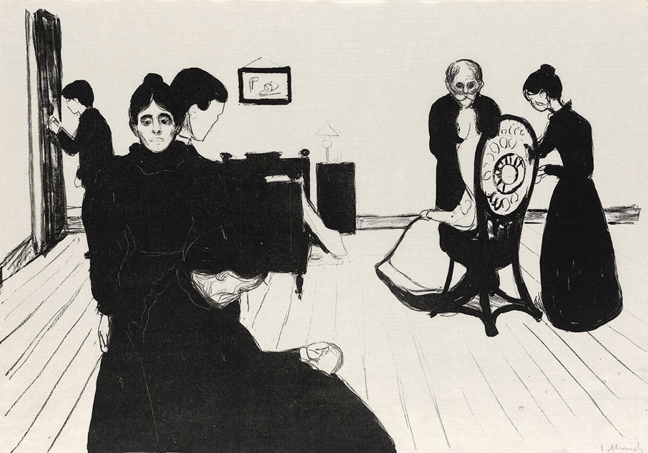 Der Tod im Ktankenzimmer by Edvard Munch