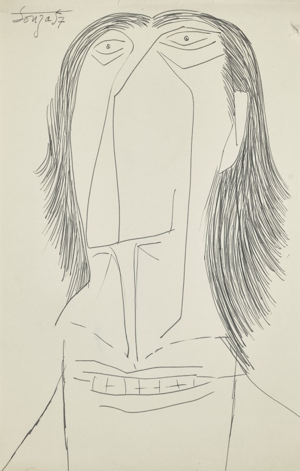 Untitled (Head with Hair) by Francis Newton Souza