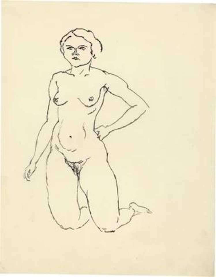 Kniender Akt, Hand in die Hüfte gestemmt (Kneeling Nude with Hand on Hip) by George Grosz