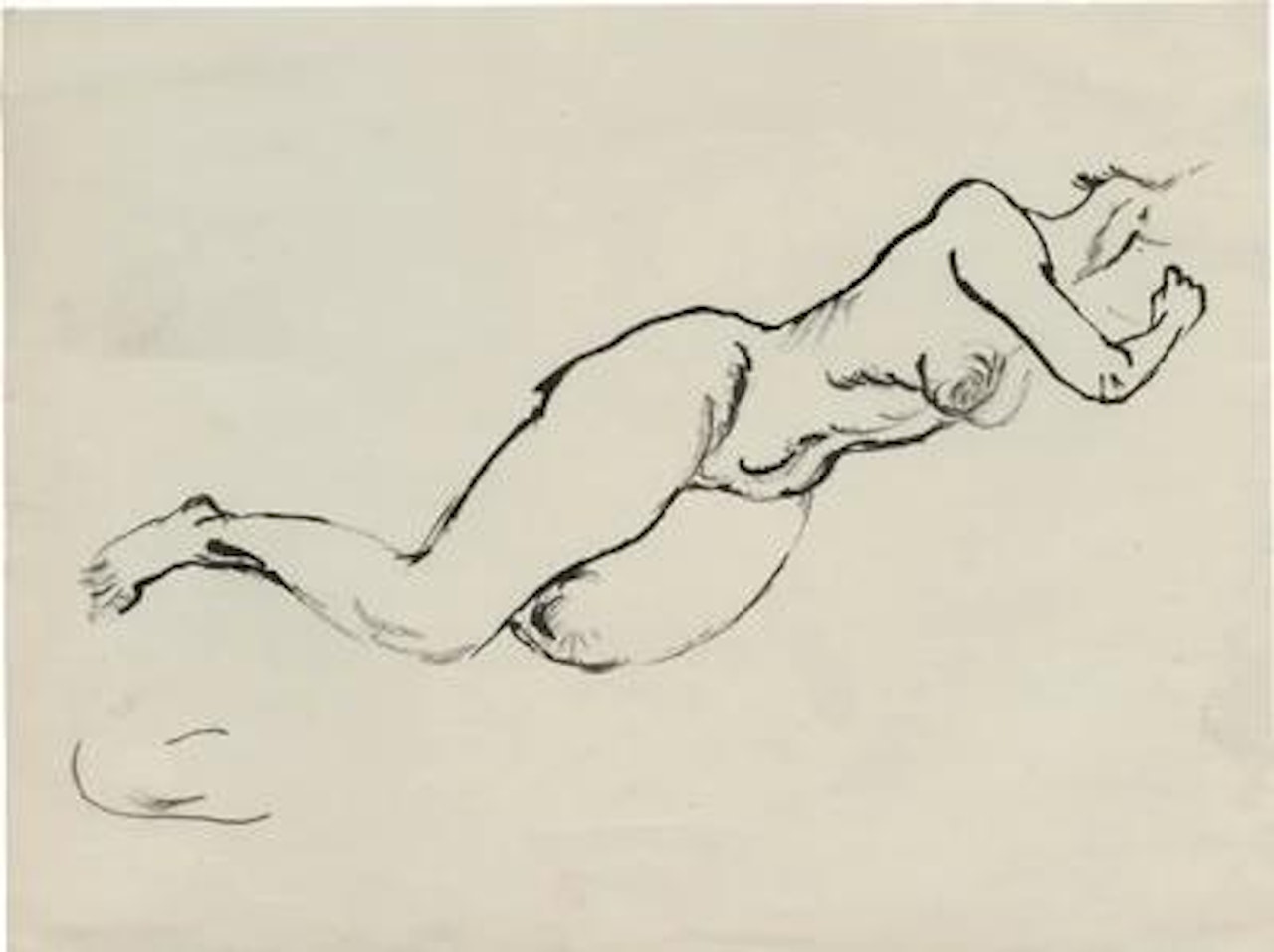 Liegender Akt, seitlich aufgestützt (Reclining Nude, Leaning on the Side) by George Grosz
