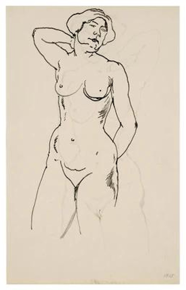 Akt stehend, rechter Arm im Nacken (Standing Nude, Right Arm on Neck) by George Grosz