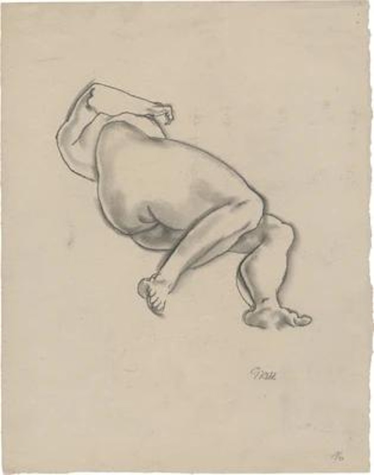 Akt auf der linken Seite liegend, von unten betrachtet (Lying Nude on the Left Side, from Below) by George Grosz