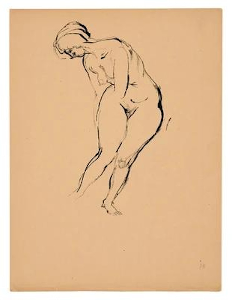 Hockender weiblicher Akt (Squatting Female Nude) by George Grosz