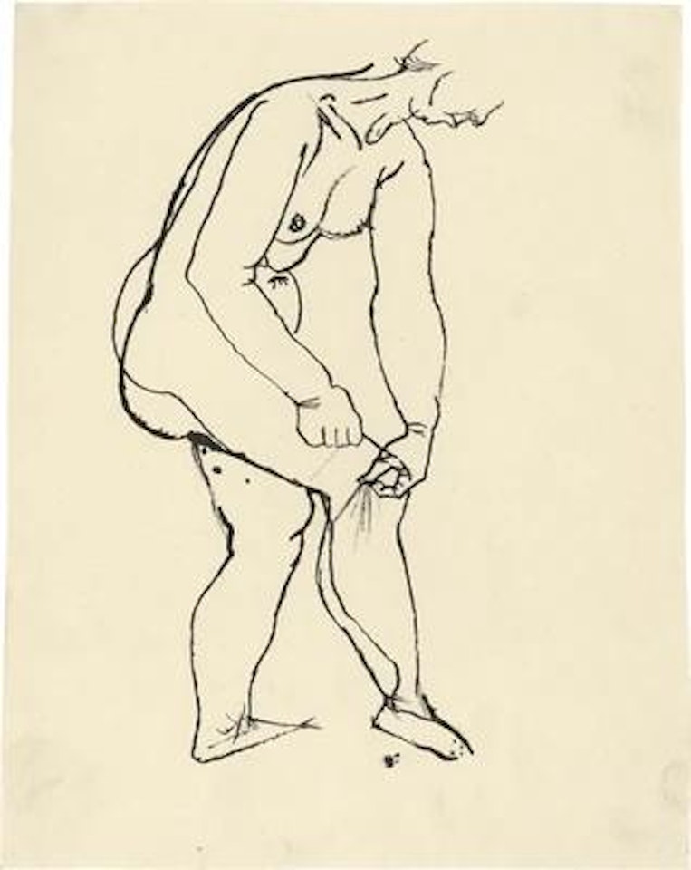 Stehender Akt, Strumpfband befestigend (Standing Nude, fastening Garter) by George Grosz